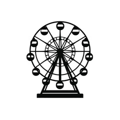 Ferris wheel silhouette icon for amusement park and funfair entertainment concept