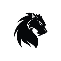 Powerful Black Wolf Head Silhouette Logo Design, Fierce Canine Emblem
