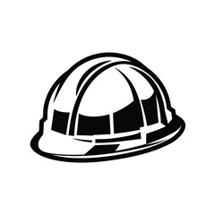 Hard hat icon in a bold black and white style. A simple vector logo for building, industry, and worker safety concepts.