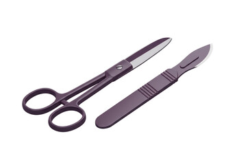 Isolated Surgical Scissors and Scalpel