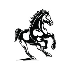 Bold vectorized artwork of a powerful rearing horse, showcasing its strength and elegance, a timeless symbol of freedom and determination.