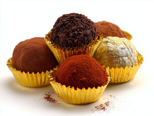 chocolate muffins on white background