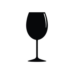 Elegant Wine Glass Silhouette Simple Black and White Icon Design