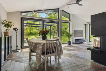 modern luxury dining room interior, 3d render