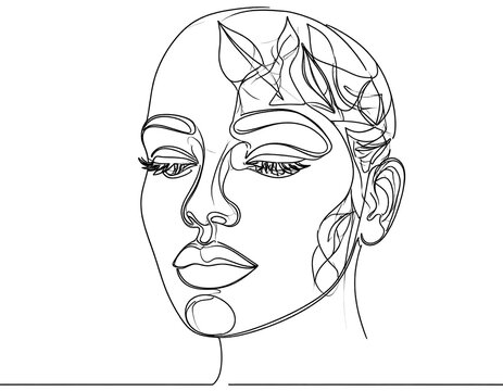 Elegant line art of a woman's face