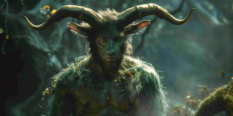 Portrait of faun creature from greek mythology