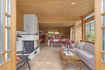 Modern luxury apartment interior in minimal scandinavian style, 3d rendering