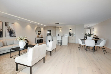 modern luxury dining room interior, 3d render