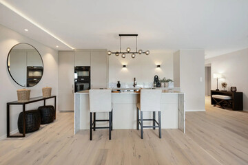 modern luxury dining room interior, 3d render