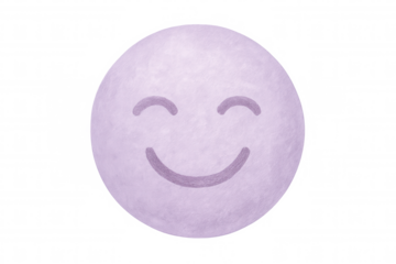 Cheerful purple emoji displaying closed eyes and wide smile, radiating pure happiness during digital interaction