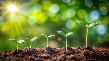 Fototapeta premium Photo of plant growth from seed to sprout in sunlight
