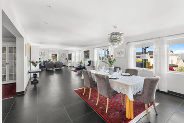 modern luxury dining room interior, 3d render