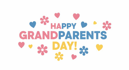 Celebrate Happy Grandparents Day with this cute flower and heart themed design template for greeting cards