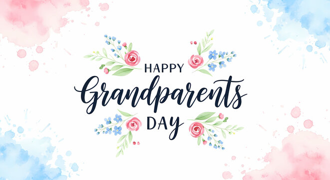 Celebrate happy grandparents day with elegant floral design card for memorable appreciation moments