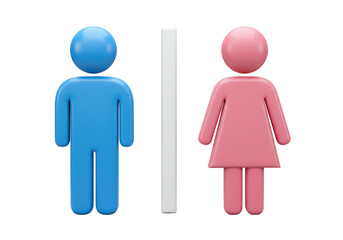 Isolated Gender Symbols Pictogram Set with Blue Male and Pink Female