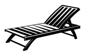 Simple Black and White Illustration of a Striped Lounger for Relaxing Outdoors