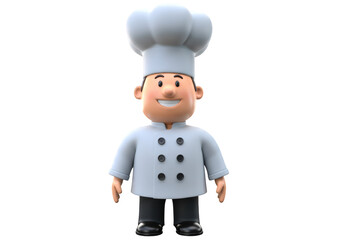 Isolated Smiling Chef Cartoon Character with White Uniform