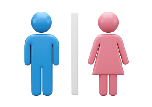 Isolated Gender Symbols Pictogram Set with Blue Male and Pink Female