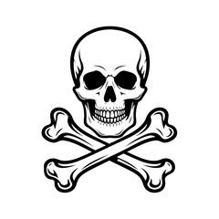 Naklejka premium Skull and crossbones vector illustration death symbol danger sign halloween pirate bones skeleton anatomy dead