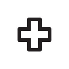 Obraz premium Black medical cross symbol with rounded corners health care