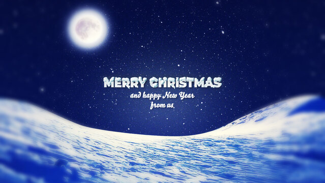 Cozy Christmas Postcard with Snowy Mountains Title Animation Wide
