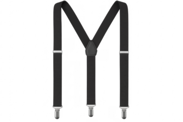 Black suspenders isolated on transparent background: elegant formal wear accessory