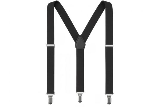 Black suspenders isolated on transparent background: elegant formal wear accessory