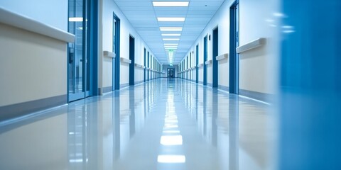 Obraz premium Modern Hospital Interior with Spacious Hallways and Polished Floors for a Healing Environment