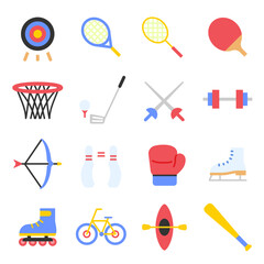 Sports icon set. Flat color style
