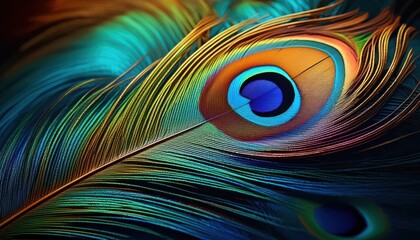 Obraz premium Peacock Feather Wallpaper - Detailed Bird Feather Background for Krishna Janmashtami