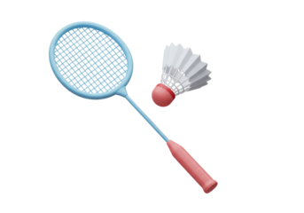 Isolated Badminton Racket and Shuttlecock