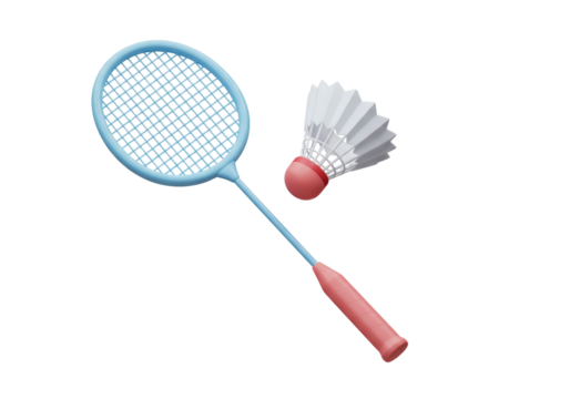 Isolated Badminton Racket and Shuttlecock