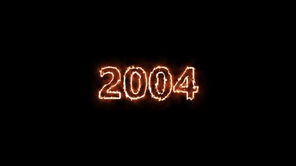 video animation - abstract fire of the numbers 2004 - represents the new year - motion animation - happy new year concept
