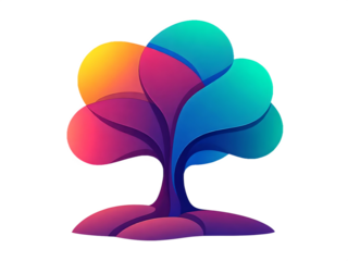 Colorful Vector Illustrated Tree with Vibrant Artistic Design