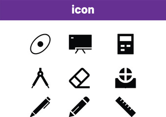 School supplies icons on white background education