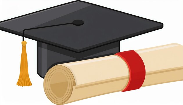 graduation cap and diploma