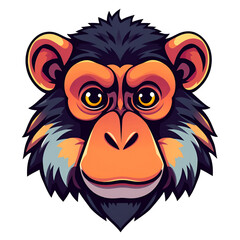 Obraz premium Monkey head, isolated monkey head logo, multi-colored making it more visible and attractive, close-up, transparent background