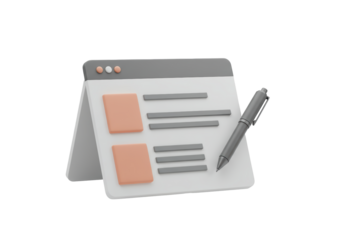 Isolated Website Page with Pen for Web Design