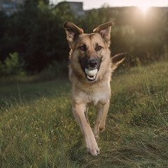 Fototapeta premium German shepherd dog on grass