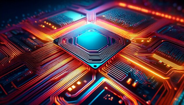 close up of luminous chip art