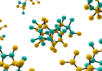 Isolated Molecular Model with Teal and Yellow Spheres