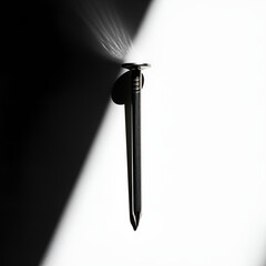Nail close up black and white photography metal construction tool hardware sharp point object design