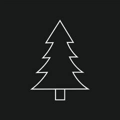 Obraz premium Minimalist Pine Tree Line Art Icon, Simple Geometric Christmas Tree Outline, Modern Evergreen Forest Symbol, Vector Graphic for Holiday and Nature Themes.