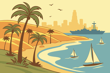 Obraz premium San Diego, United States – A sunny coastal city with beaches and a naval base.