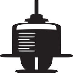 Fototapeta premium A black and white image of a syringe with markings on the side and a needle pointing upwards sharply