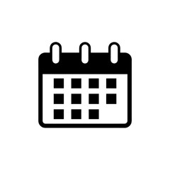 Black and white icon of a calendar grid date month