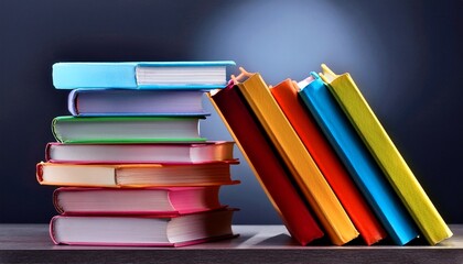 stack of colorful books