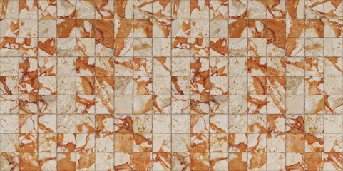 Seamless Orange and Beige Marble Mosaic Tile Texture Background