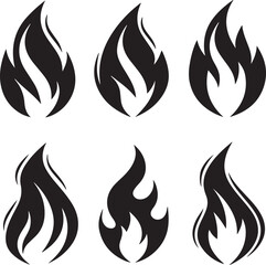 Naklejka premium Set of black flame icons with abstract design