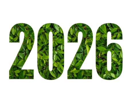 Prompt Numbers “2026” completely filled with dense overlapping green leaves